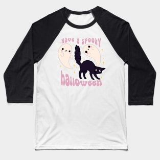 Have a spooky halloween a Cute black cat and ghosts Baseball T-Shirt